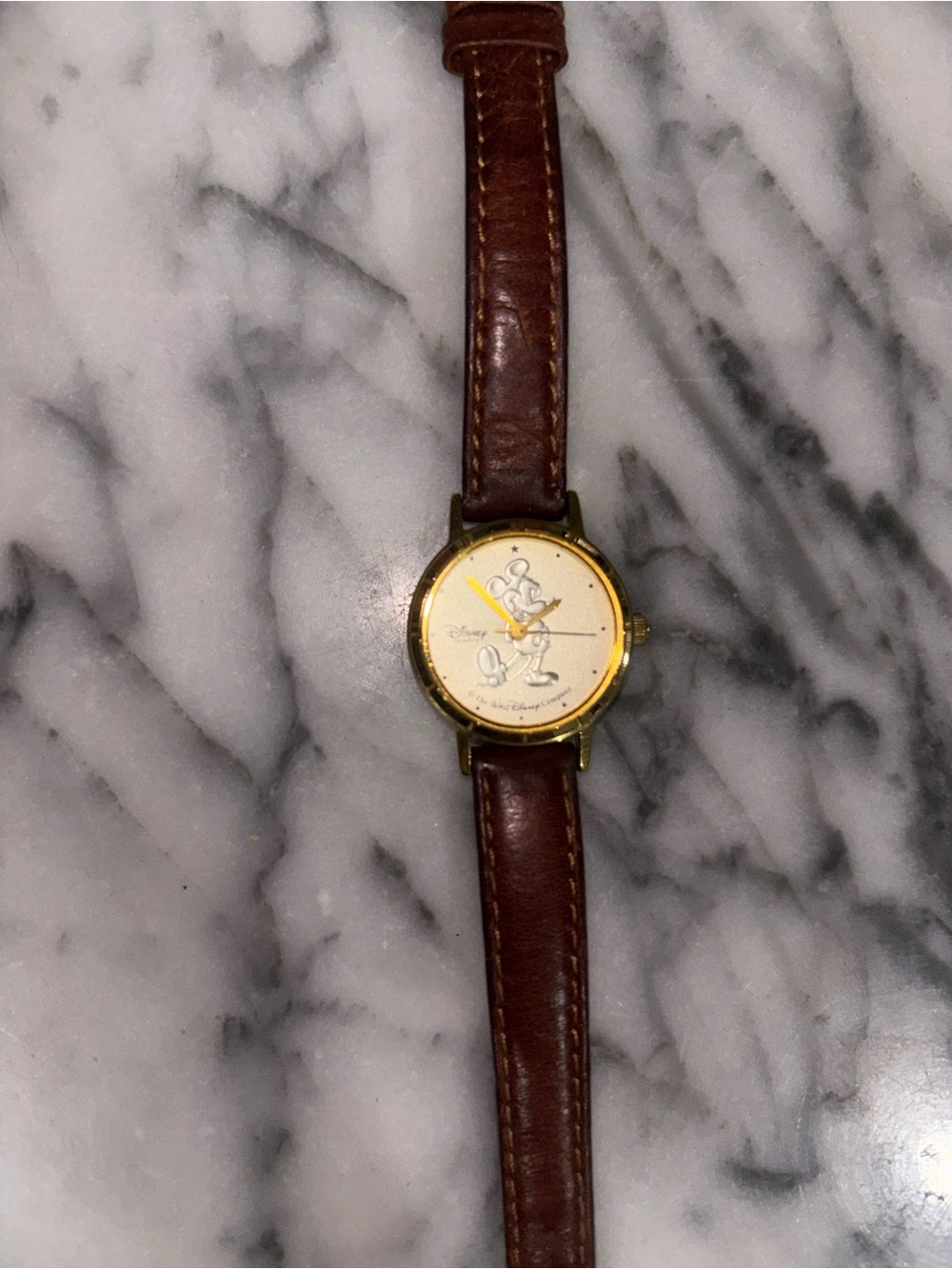Vintage Disney Time Works Mickey Mouse Genuine Leather Watch